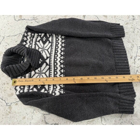 Boys OSHKOSH B'gosh Sweater Nordic Fair Isle Shawl Button Collar Gray Si… - Picture 5 of 7